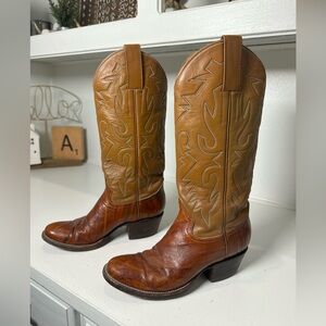 Vintage Renegade Cowboy Boots Youth Girls Size 4 Eel Skin Foot Brown Western